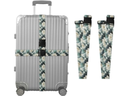 Conjunto De 2 Cintas Bagagem Com Estampa Floral Azul Para Malas, Cintas De Viagem, Acessórios Para Cintos, Conector De