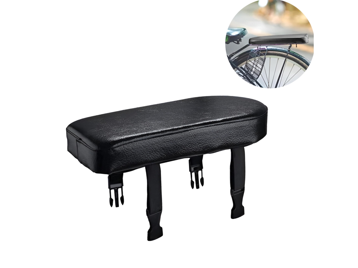 Almofada Selim Traseiro Bicicleta - Banco Bicicleta - Acessórios Bicicleta - 30x15x3,5 Cm - Pele Sintética - Preto