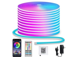 Fita Led Neon Flexível, Ip65, Rgb, Comando Remoto, App, Resistente À Água, Para Decoração De Móveis, Televisão, Prateleiras E Ambientes Internos