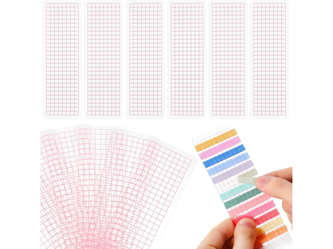 Dispensador genérico Fita Adesiva Washi, 50 unidades, 5x15 cm, plástico rosa, portátil, bordas arredondadas, organizador