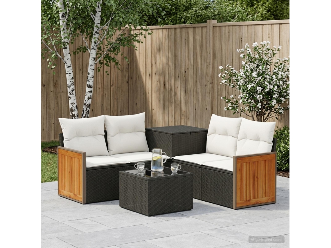 Vidaxl Conjunto De Sofás 6 Unid. Preto E Branco Creme