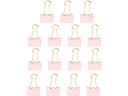 Clipes de metal simples, 15 clipes de metal para mesa e escola, cor rosa, organizador de mesa para papel de macarrão.