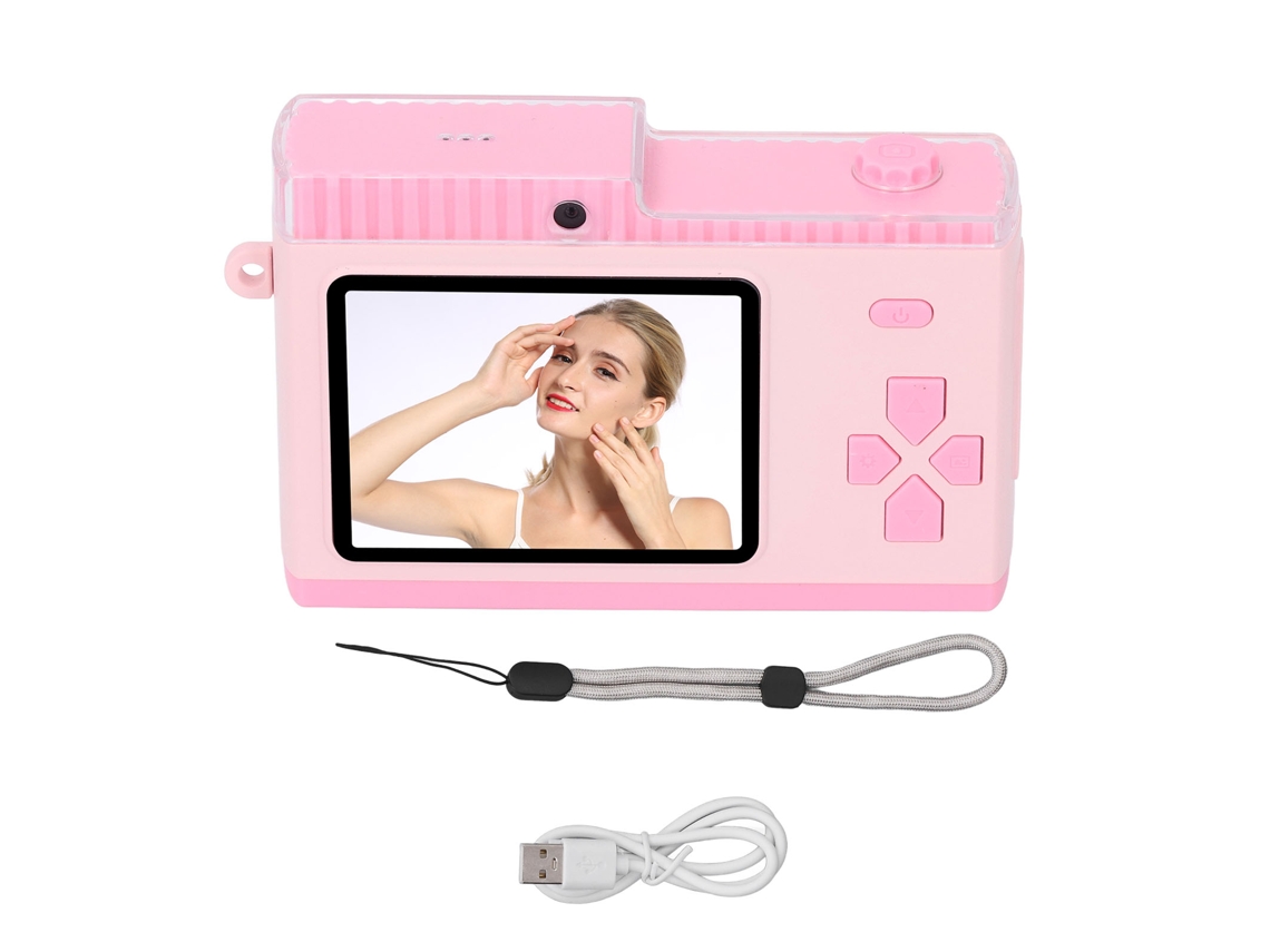 Câmera Digital Compacta Com Lentes Duas 48mp 1080p Hd 8x Zoom Autofoco Tela De 2.4 Polegadas Para Viagens Rosa