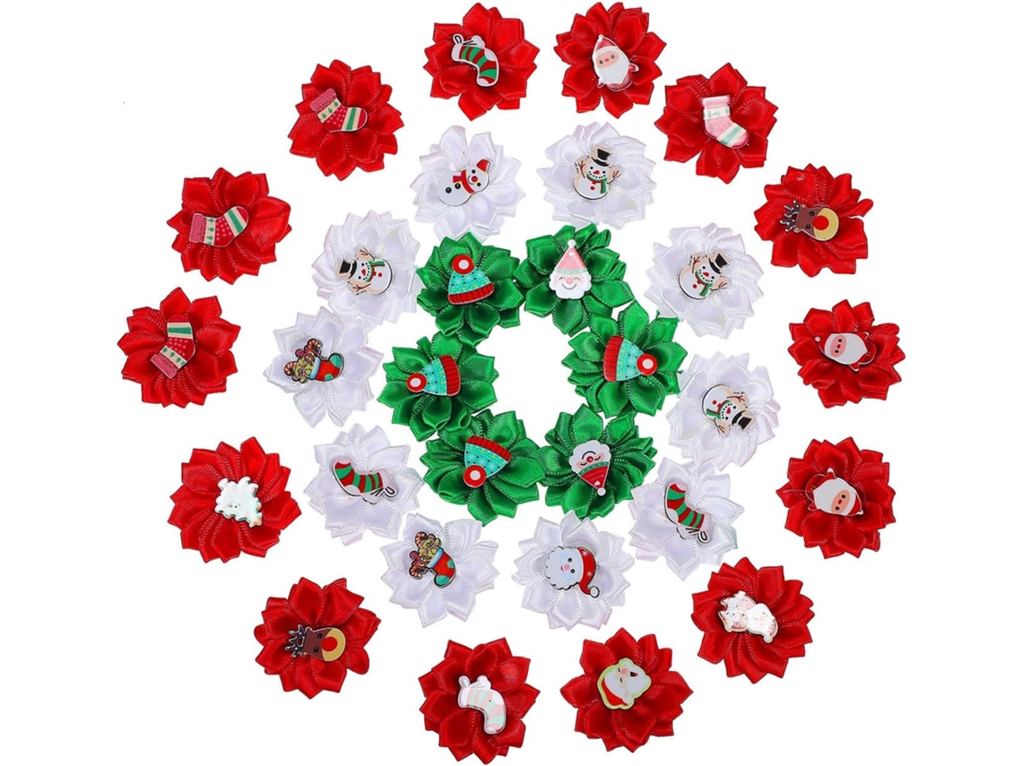 Conjunto De 30 Laços Natal Cães, Acessórios Festivos