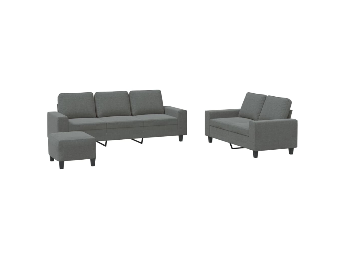 3 Pcs Conjunto de Sofás Tecido Cinzento escuro MAISON EXCLUSIVE