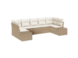 Conjunto 7 Sofá De Jardim Vidaxl Bege Vime Pe (289 X 154 X 69 Cm)
