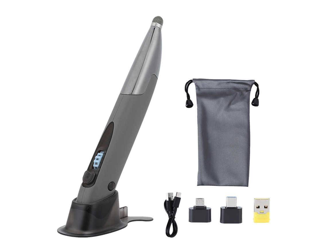 Lápiz Móvil Sem Fio 2.4g Abs Tela Capacitiva Com Adaptadores Para Win Xp/7/8/10 Cinza Prata