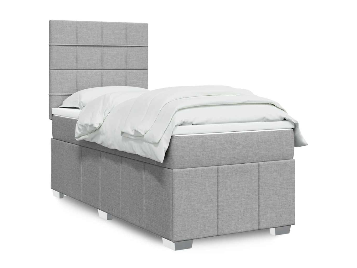 Cama com molas/colchão 90x190 cm tecido cinzento-claro