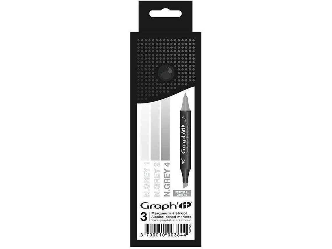 Conjunto 3 Marcadores GRAPH'IT Gradiente Cinzento Neutro 0.8 mm