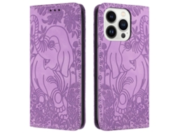 Capa Em Couro Pu, Para Iphone 16 Pro - Cor Roxo