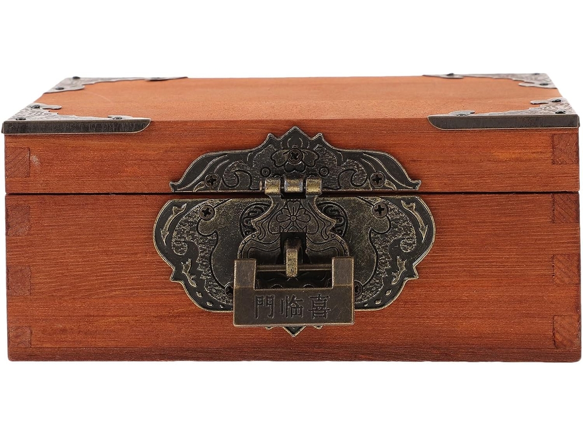 Caixa De Madeira Retrô Nuobesty Com Cadeado, Pequena Caixa De Joias Para Mesa E Presente.