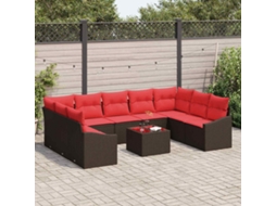 Vidaxl Conjunto De Sofás 10 Unid. Castanho Vime Pe