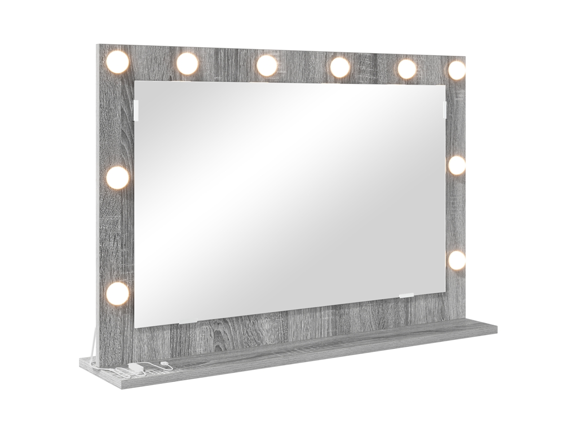 Espelho De Penteadeira Com Luzes Led Cinza Sonoma Vidaxl Cinza Derivados De Madeira (80 X 55 X 18 Cm)