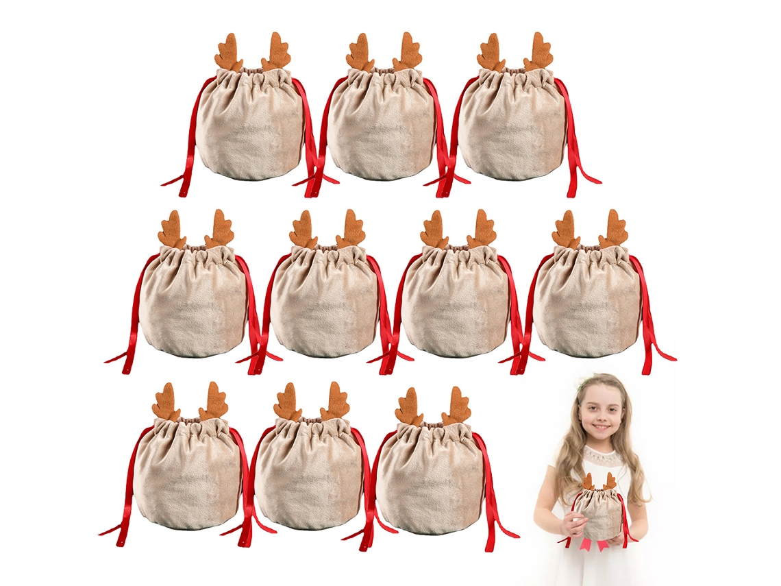 Sacolas De Presente Com Cordão De Alce De Natal Decorações