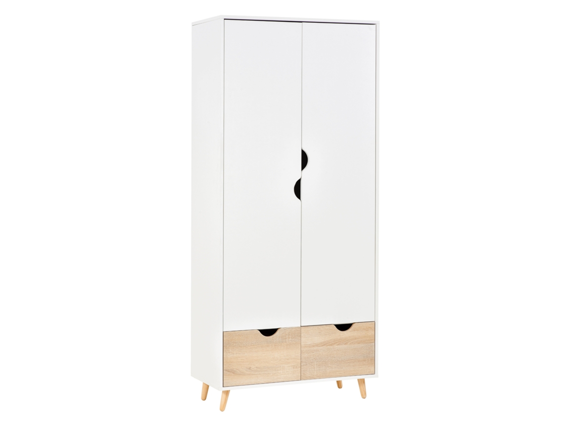 Guarda roupa 2 Portas S/MARCA em madeira, 1 Prateleira, 1 Cabide, 2 Gavetas (80x40x180cm)