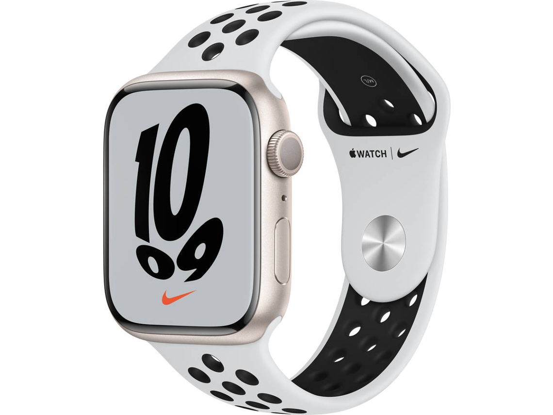 APPLE Watch Nike GPS 45 mm Luz das Estrelas com Bracelete Desportiva Nike Platina-pura/Preto