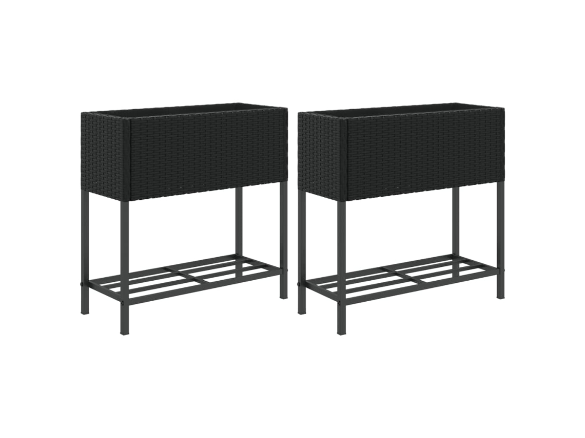 Garden Planter, Garden Planters Vidaxl Preto Rattan / Vime (70 X 28 X 70 Cm)