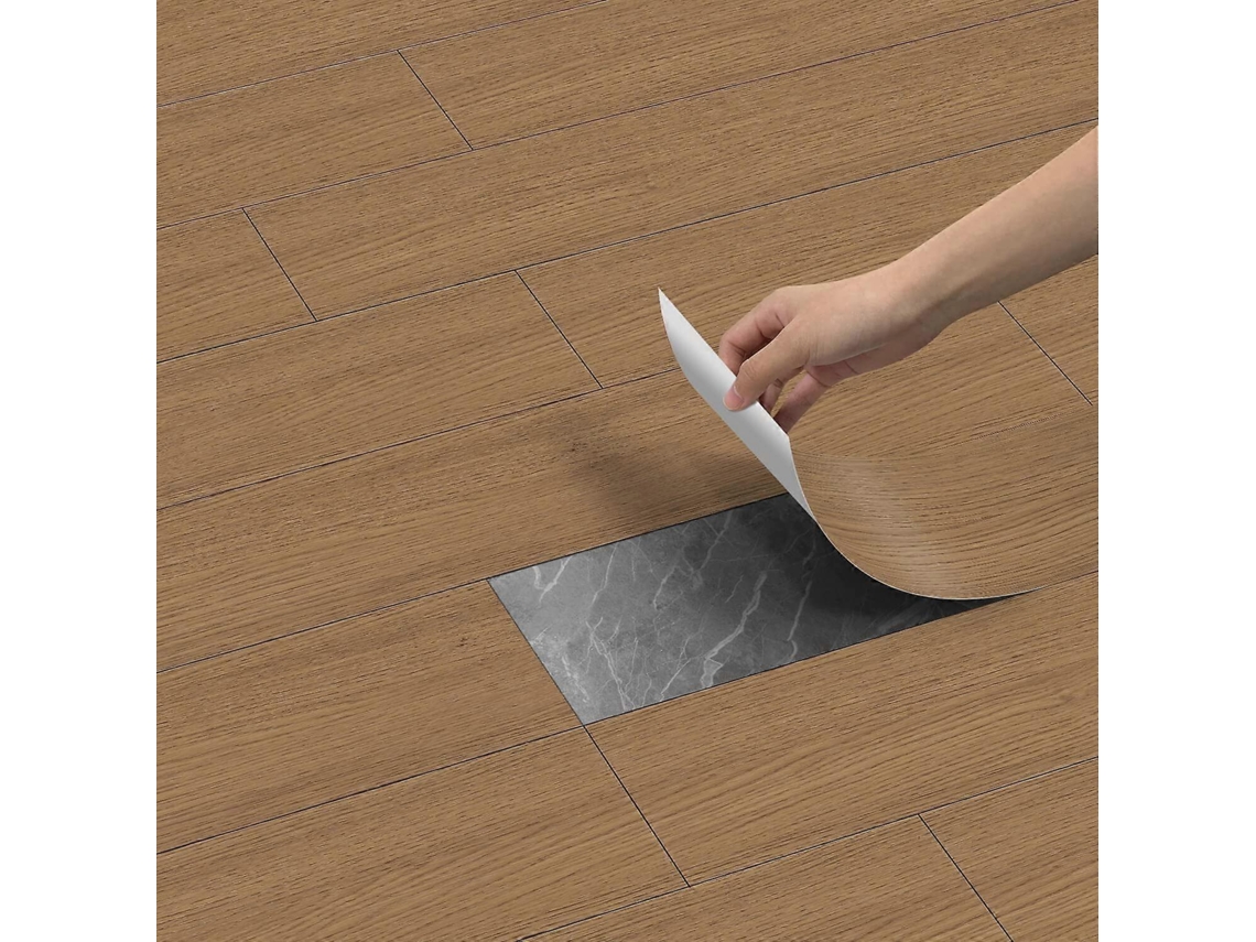 Rebe azulejos de Piso Autoadhesivos com Efeito Madeira Cinza, Vinilo Pvc 20cm X 300cm, Resistente, Fácil Instalação, Ideal para Casa e Cozinha