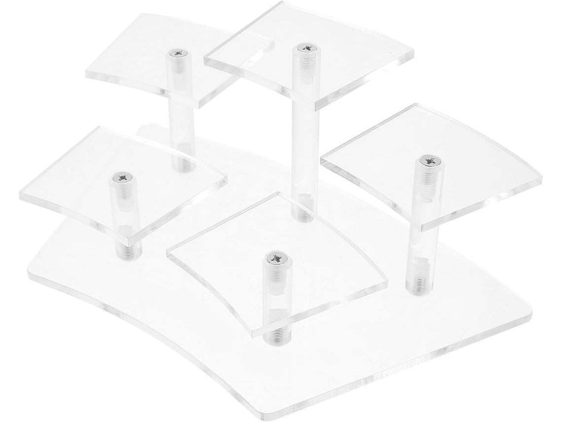 Suporte De Acrílico Transparente Em Formato Escada, Com 5 Níveis Para Estatuetas E Joias Prateleira Organizadora De Mesa