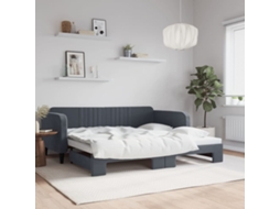 Vidaxl Sofá-cama Com Gavetão 100x200 Cm Veludo Cinzento-escuro