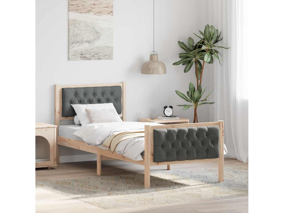 Vidaxl Estrutura Da Cama Com Cabeceira Cinza Escuro 75 X 190 Cm