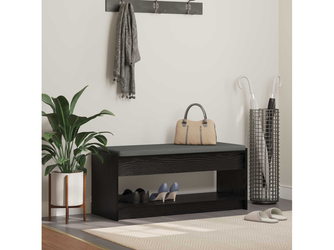 Vidaxl Banco De Hall Carvalho Preto 103 X 38 X 45 Cm