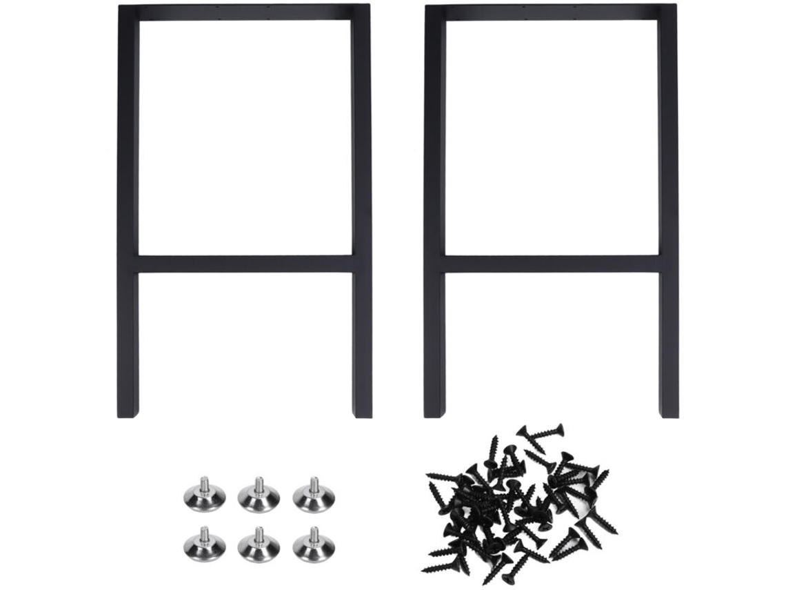 Pés Para Mesa E Móveis, 2 Peças, Em Metal, 71 Cm, 28 Polegadas, Cor Preto, Formato H, Para Mesas, Móveis