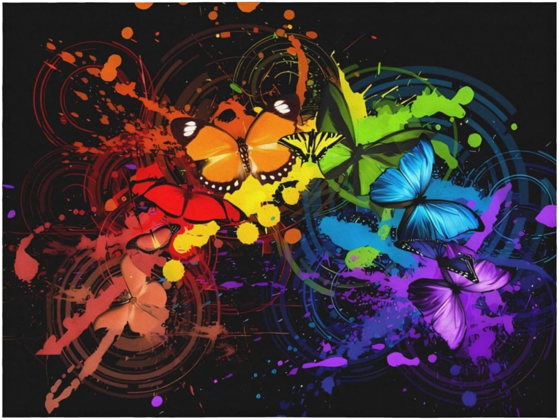 Manta de Flanela Macia e Quente com Estampa Artística Borboletas Grafites 203 2 X 152 4 Cm, Macio, Quente, Ide
