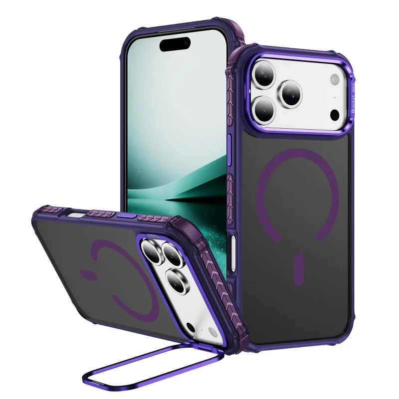 (roxo, Iphone 16 Pro Max) Capa Fosca, À Prova De Choque, Carregamento Magnético, Suporte Para Lente