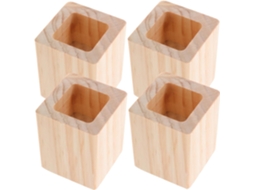 Conjunto De 4 Suportes Quadrados De Madeira Para Aumentar A Altura Da Mesa.