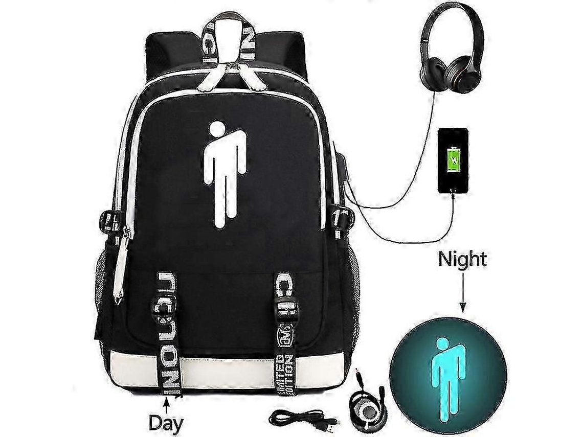 Billie Eilish Billie Eilish Padrão Mochila Com Carregamento Usb Mochila De Estudante Bolsa De Ombro Para Atividades Ao Ar Livre Jm Olysi Shop