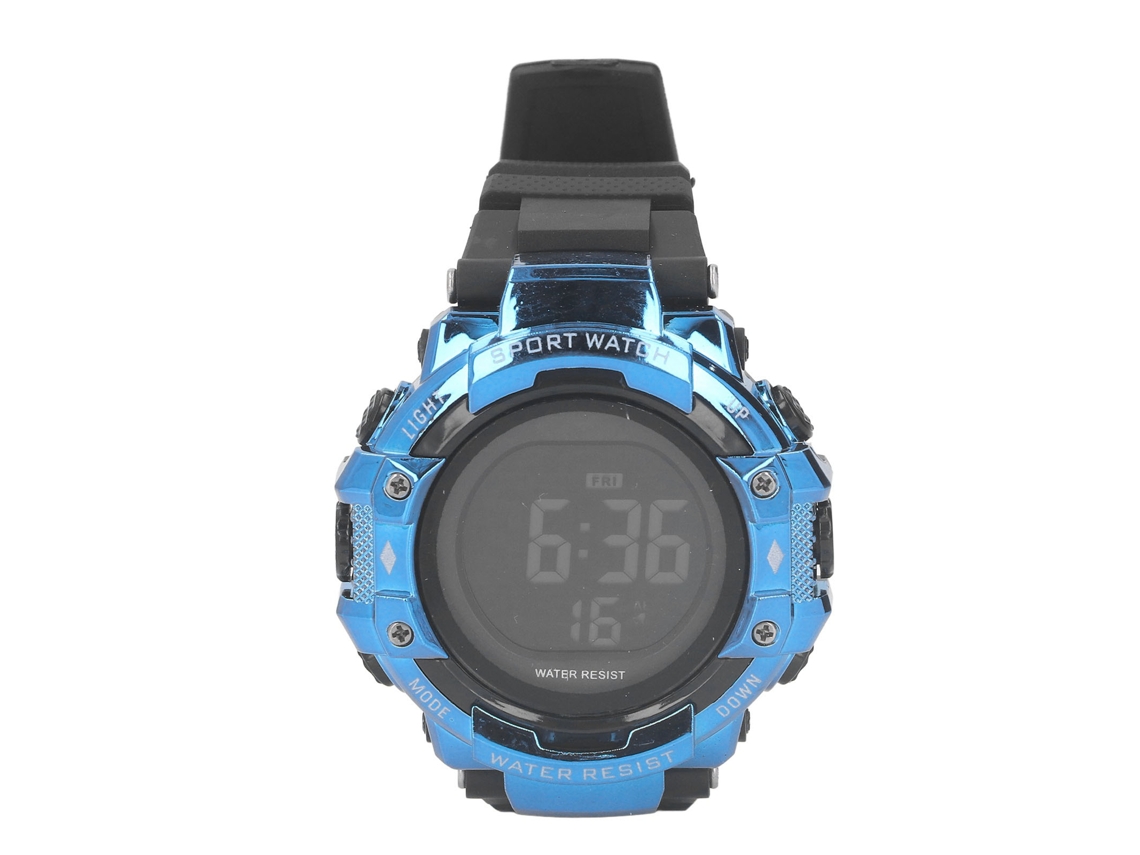 Relógio Digital Esportivo Homem Tela Led Grande 5bar À Prova D'agua Cronógrafo Alarme Outdoor Azul