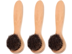 Conjunto de 3 escovas de limpeza facial Madeira com cerdas sólidas e esfoliantes.