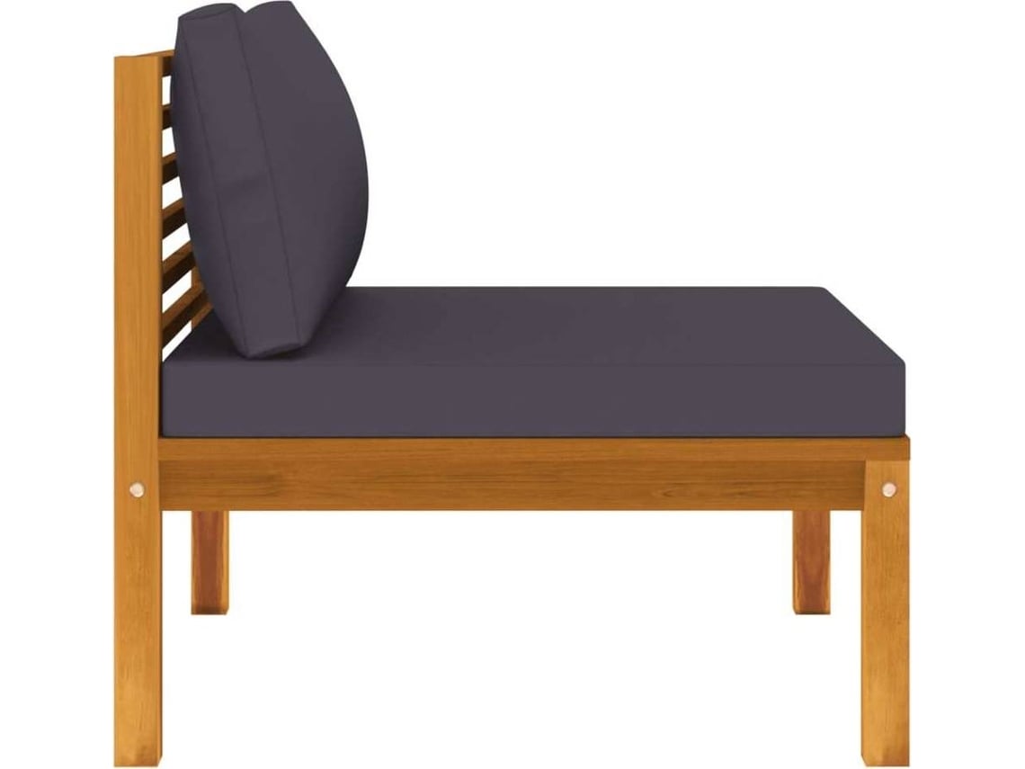 vidaXL Conj. sofás de jardim 2 pcs c/ almofadões cinzaescuro acácia