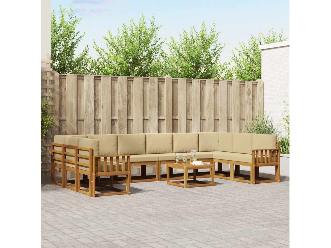 Vidaxl Conjunto De Sofás Para Exterior 11 Unid. Natural E Bege