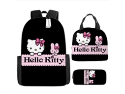 Conjunto De Três Peças De Mochila Escolar Hello Kitty4*