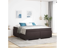 Vidaxl Estrutura Da Cama Com Colchão Marrom Escuro 180 X 200 Cm Tecido