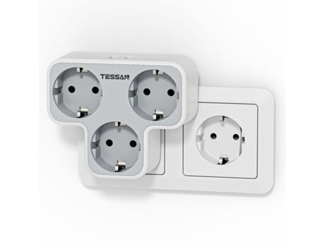 Extensão Com 3 Tomadas Sem Interruptor Tessan Ts 331 (cinzento Schuko 3600 W 3 Tomadas)