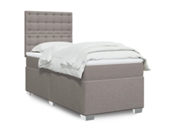 Vidaxl Cama Com Molas/colchão 100x200 Cm Tecido Cinza-acastanhado