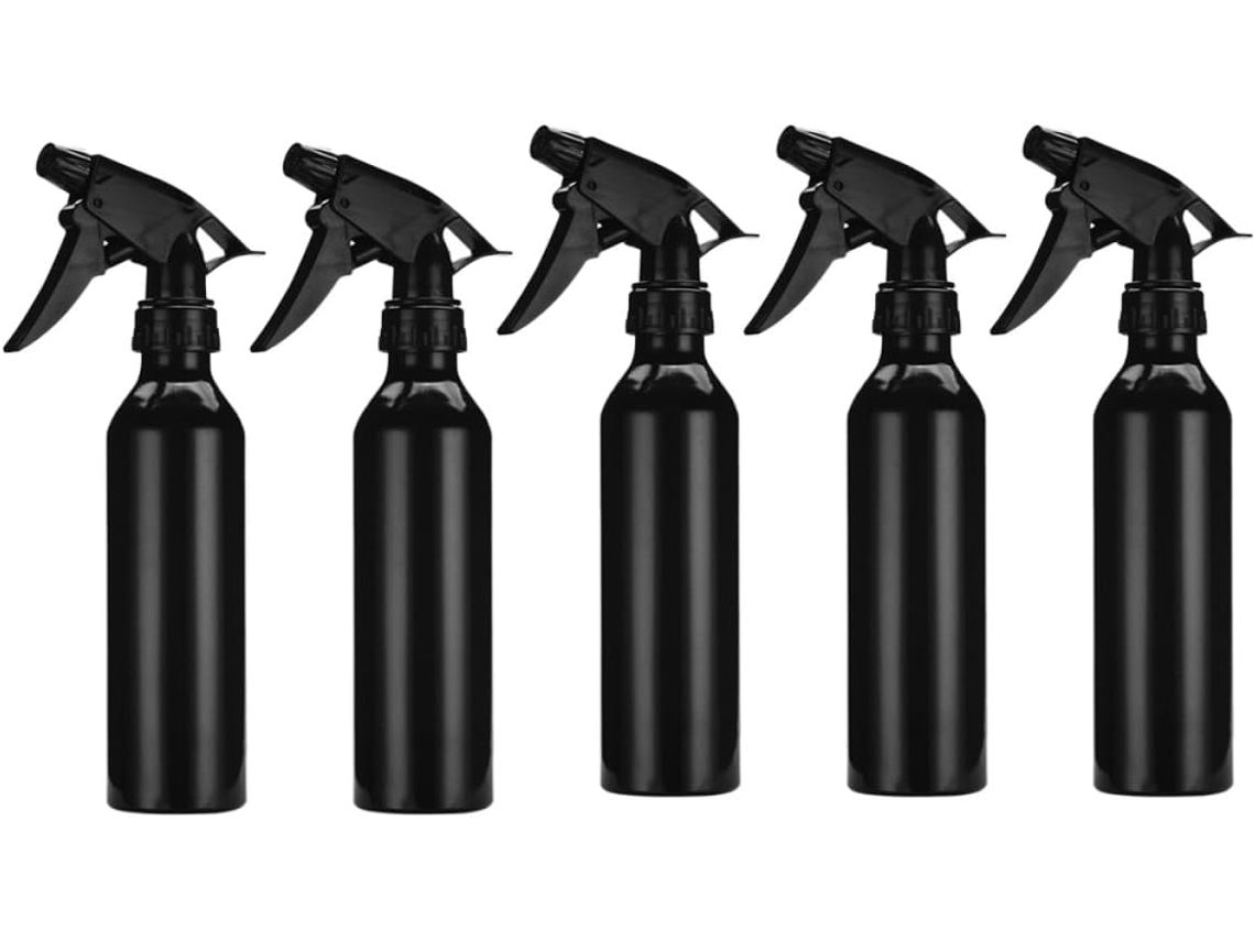 Frascos Spray Pretos, Pacote Com 5 Unidades, 250ml, Liga De Alumínio.