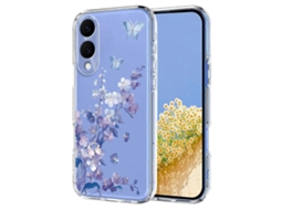 Capa Traseira De Tpu Com Estampa Floral E Borboletas Tkdaddy Para Samsung Galaxy S25 Edge, Violetas