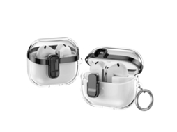 Capa Protetora Halinuia Transparente Galvanizada Modelo Bg3 (compatível Galaxy Buds3/3 Pro, Trava De Segurança)