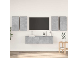 Vidaxl 6 Pcs Conjunto De Móveis De Tv Contraplacado Cinzento Cimento