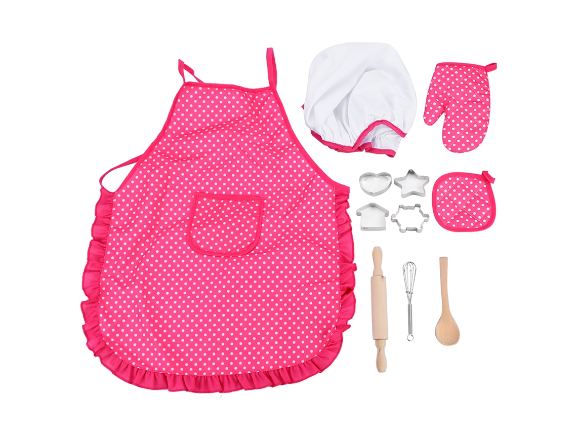 Walshlxq set de Chef Infantil com Avental, Luvas, Gorro e Brinquedos de Cozinha Diy para Crianças