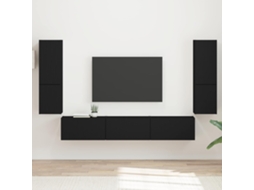 Vidaxl Conjunto De Móvel De Tv 4 Pcs Preto Madeira Processada