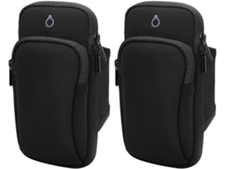 Conjunto De 2 Braçadeiras Para Celular, Bolsa Esportiva, Esportes Ao Ar Livre, Braçadeira De Corrida Com Entrada Para Fone De Ouvido E Dois Bolsos Par