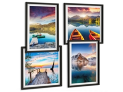 Composição De Quadros Paisagens Cachoeiras Lagos Espelharte (4 Peças)