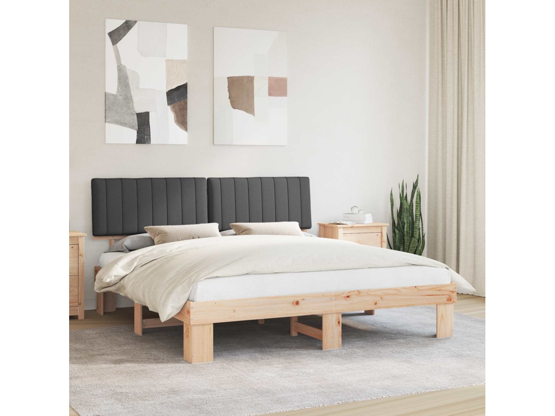Vidaxl Estrutura De Cama Com Cabeceira Estofada Cinza Escuro