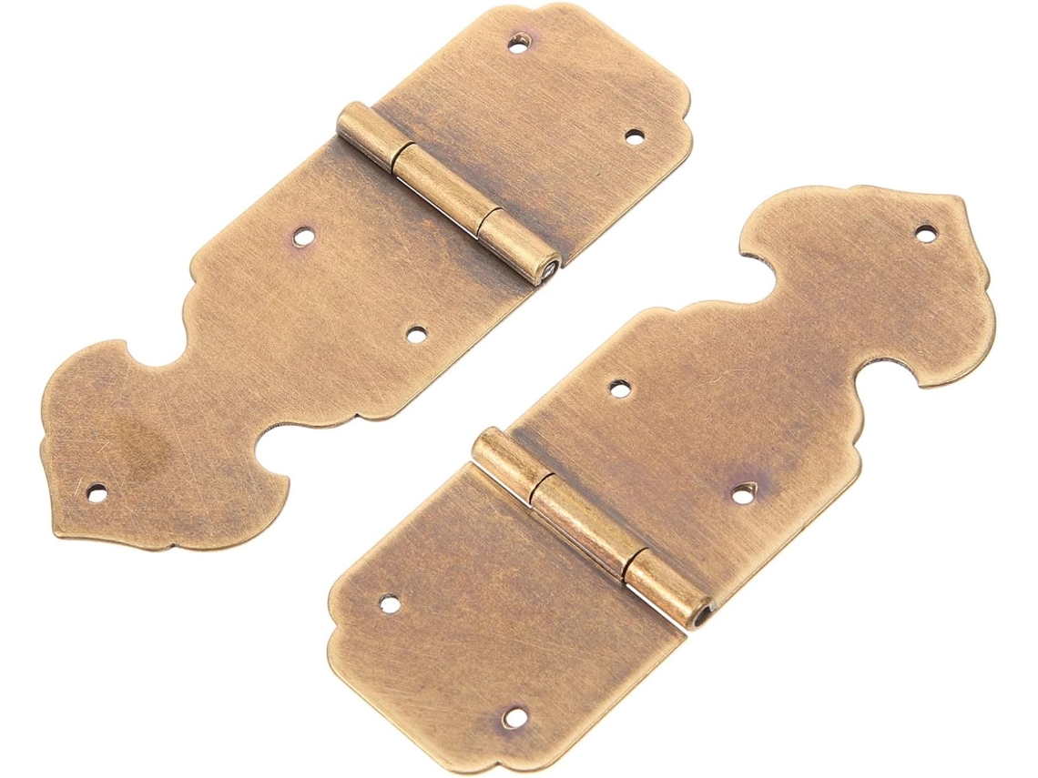 Conjunto De 2 Dobradiças Latão Antigo Para Móveis E Caixas Joias,