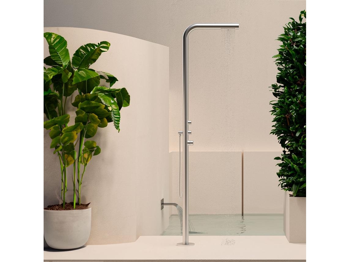 Chuveiro de Piscina SINED Doccia Budoni Inox (Aço Inoxidável - 221x18x56 cm - Cinzento)